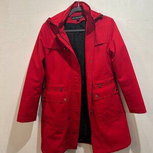 Kristen Blake Red Raincoat with pockets and removable hood